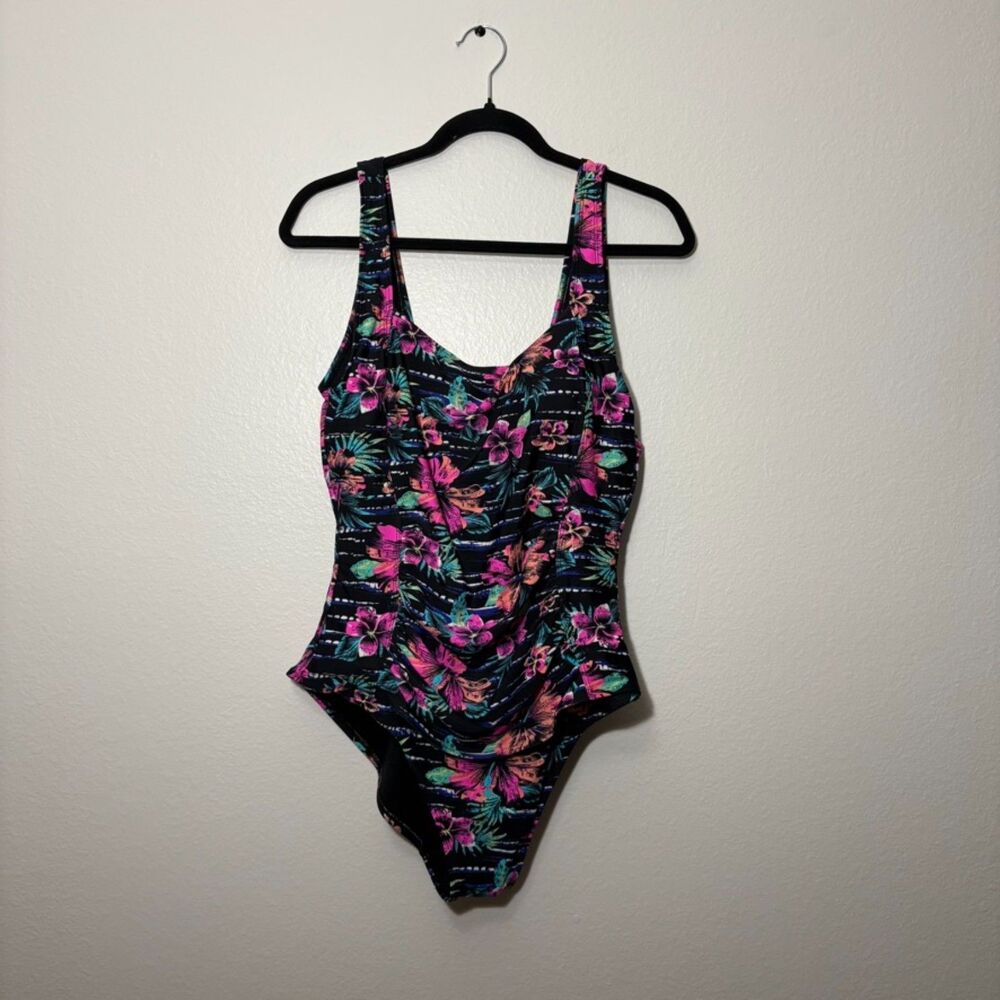 Firpearl Women's Black One Piece Bathing Suit Ruched Tummy Control Swimsuit 16